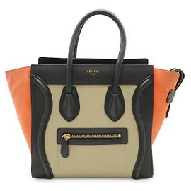 Céline Celine Luggage Micro Shopper Leather Tote Bag Black