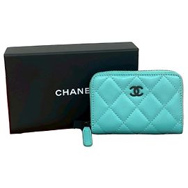 Chanel Classic Matelasse Lambskin Coin Case Green