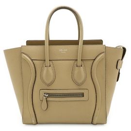 Céline Celine Luggage Micro Shopper Leder Tote Bag Braun Beige