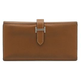 Hermès Hermes Bearn 2 Plis tri fold wallet leather Metallic Bronze