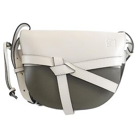 Bolsa de ombro pequena de couro de vitelo Loewe Gate Branco