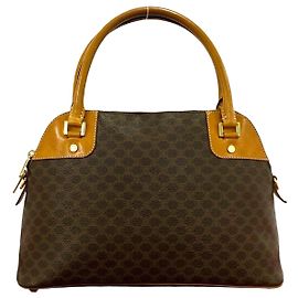 Céline Celine Macadam Triomphe leather handbag Brown