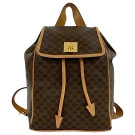 Céline Celine Macadam Triomphe PVC Leather Backpack Brown