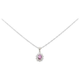 Autre Marque PT850 Ruby Diamond Necklace Red