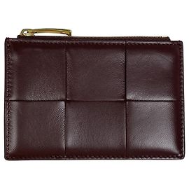 Bottega Veneta Leather Business Card Case Dark red