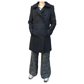 Autre Marque NAF NAF checked wool coat Dark green Dark blue