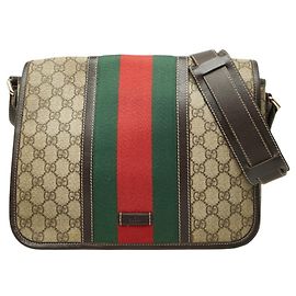 Borsa a tracolla Gucci GG Supreme Sherry Line Marrone Beige