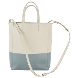 Céline Celine Vertical Cabas Small Leather 2-Way Shoulder Bag Écru