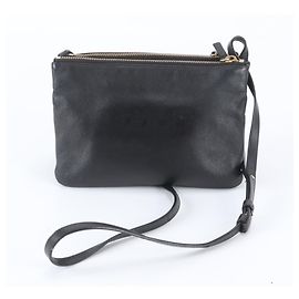 Céline Celine Trio Leather Shoulder Bag Black