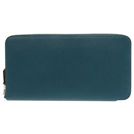 Portefeuille long Azap Hermès en cuir Epsom vert Vert