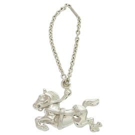 Hermès Hermes Cheval Horse Sterling Silver 925 Charm Keychain Silvery