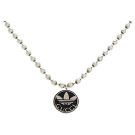 Collana a catena G-Ball Gucci x Adidas Nero Argento