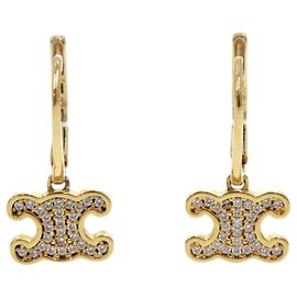 Céline Orecchini Triomphe Rhinestone Drop di Celine Argento D'oro