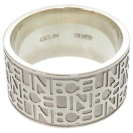 Céline Celine Silver 925 Logo Band Ring Silvery