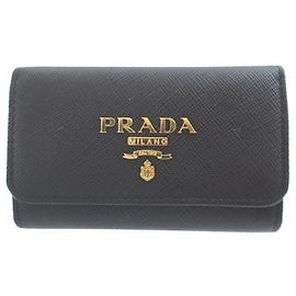 Prada Saffiano Leather Black Keycase Black