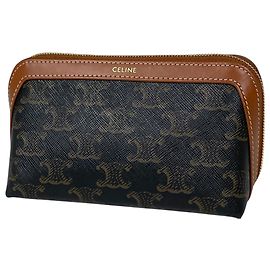 Céline Celine Triomphe Pouch aus beschichtetem Canvas Braun