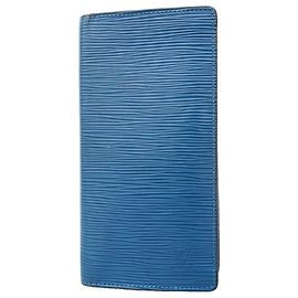Cartera larga Brazza en piel Epi Louis Vuitton Azul claro