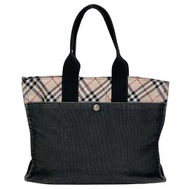 Sac Cabas Burberry en Toile Noir Beige