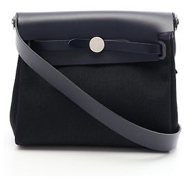 Borsa a tracolla Hermès Herbag Zip Mini Nero Blu Blu navy