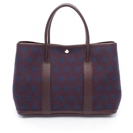 Hermès Hermes Garden Party PM Tote Bag Dark red Navy blue
