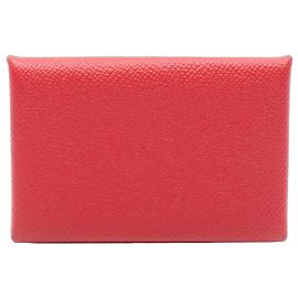 Hermès Portafoglio Calvi Vermilion Hermes Rosso