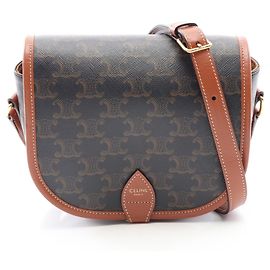 Céline Bolsa de ombro Celine CELINE Folco Medium Bag Triomphe Marrom Preto