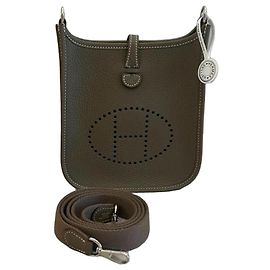 Borsa a tracolla Hermès Aline Mini in pelle granulata Marrone