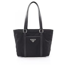 Prada Triangle Logo Tote Bag Schwarz