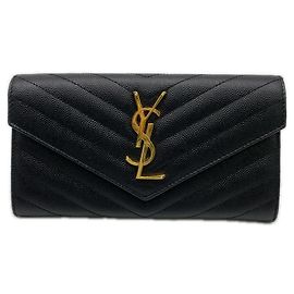 Saint Laurent Cassandra Large Flap Wallet Black