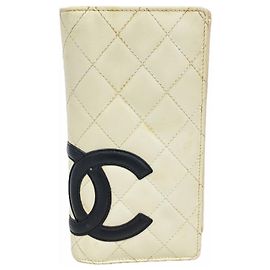 Cartera larga de piel de cordero Cambon Chanel Blanco