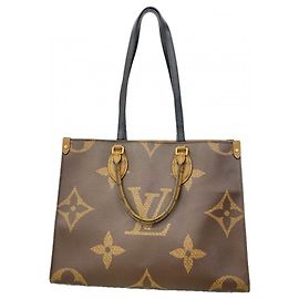 Borsa Tote Louis Vuitton Monogram Giant Reverse OnTheGo MM Marrone