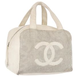 CHANEL COCO Sac à main en cuir Ivoire Argent CC Authentique 192801 Argenté Écru