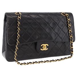 Borsa a tracolla CHANEL Chain Matelasse25 in pelle d'agnello nera e oro CC Auth 191834SAM Nero D'oro