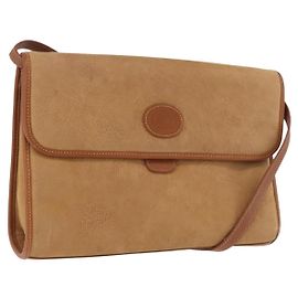 Bolsa de Ombro GUCCI em Couro Bege Ouro Auth 191917 Bege Dourado