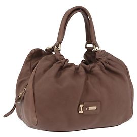 Bolsa Max Mara de couro marrom dourado Auth 188438A Marrom Dourado