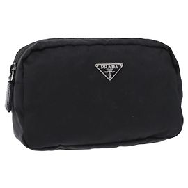 Pochette PRADA Nylon Nero Argento Auth 191801 Nero Argento