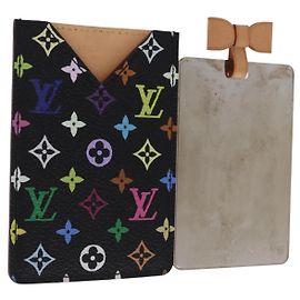 LOUIS VUITTON Monogram Multicolor Etui Hand Mirror Black M92651 LV Auth 192940V Noir