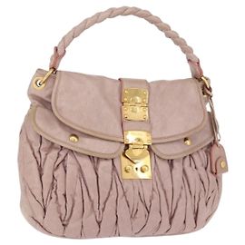 Bolsa de Ombro Miu Miu Matelasse de Couro Rosa Gold Auth 192030A Rosa Dourado
