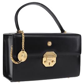 Borsa a mano Gianni Versace Sunburst Vanity Pelle Nera e Oro Auth am12056V Nero D'oro