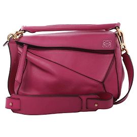 Petit sac à main 2Way en cuir LOEWE Puzzle rose Beige