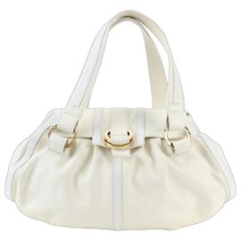 Bulgari Bvlgari Doppio Tondo Lederschultertasche Weiß