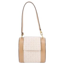 Bulgari Bvlgari B.zero1 Logomania Leather Drum Shoulder Bag Beige