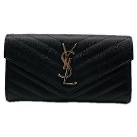 Saint Laurent Cassandra Large Flap Wallet Black