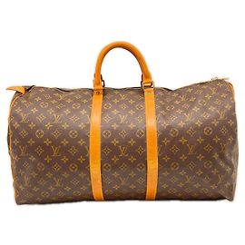 Sac Boston Louis Vuitton Monogram Keepall 55 Marron Beige