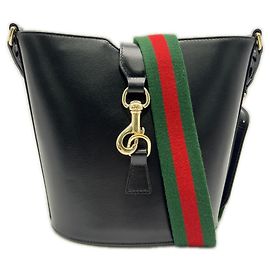 GUCCI Leather Mini Bucket Shoulder Bag Black