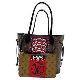 Louis Vuitton Monogram Neverfull MM Kansai Yamamoto Collaboration Handbag Brown Multiple colors