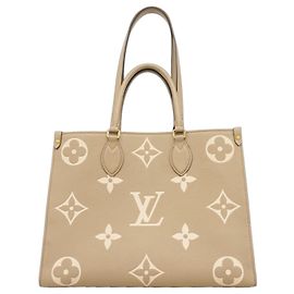 Borsa Tote Louis Vuitton Monogram Empreinte Bicolor OnTheGo MM Grigio Crudo