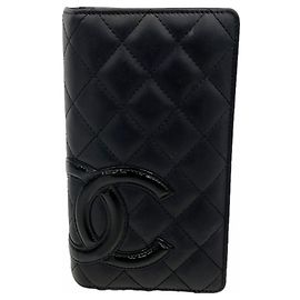 Cartera larga de cordero Cambon Chanel Negro