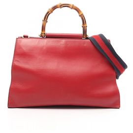 Sac à main 2-Way Gucci Nymphaea Bamboo Rouge