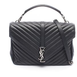 Yves Saint Laurent Paris College Large 2-Way Handbag Black